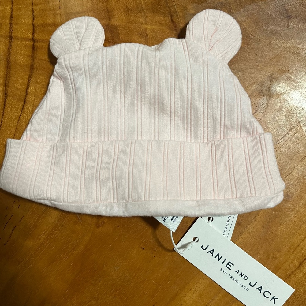 Janie and Jack Light Pink Infant Hat with Ears